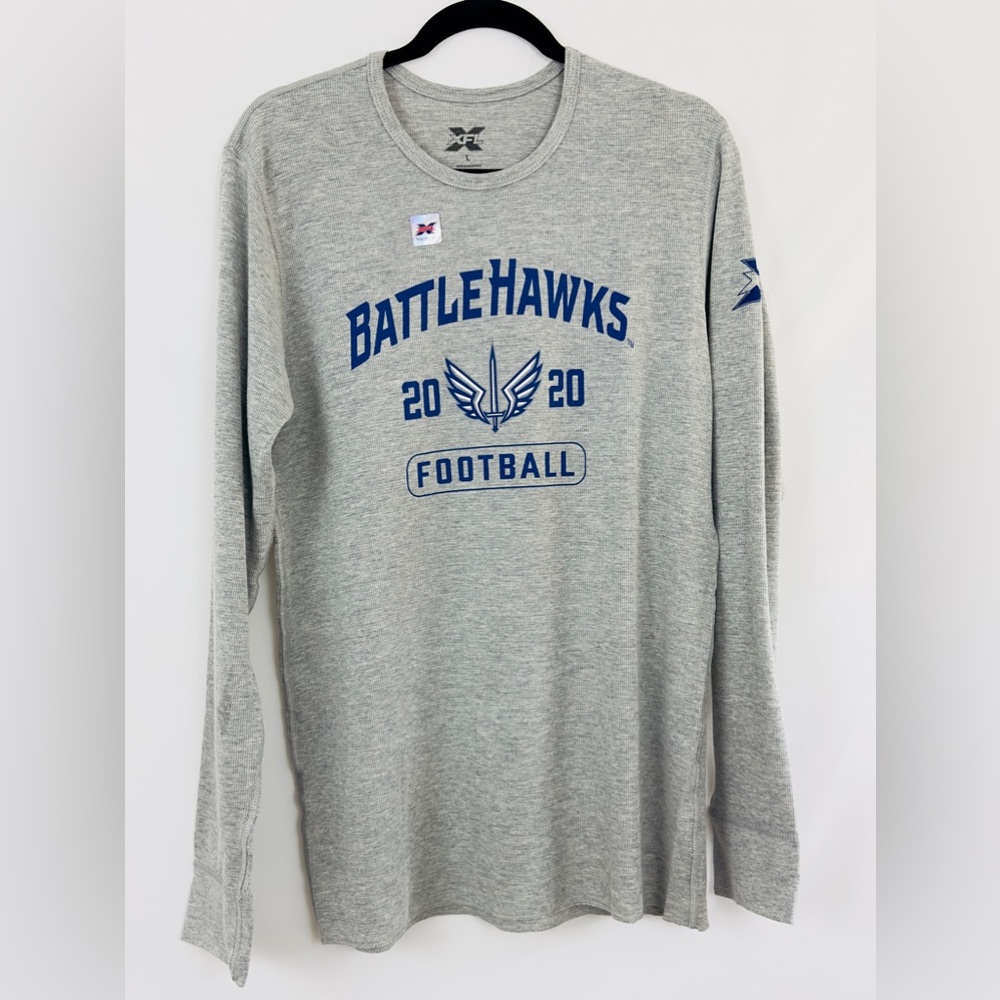 ST.LOUIS BATTLEHAWKS XFL UNISEX HEATHER GRAY LONG SLEEVE THERMAL TOP Large  NWT
